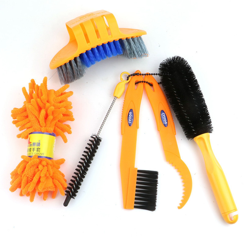 Bicicleta de montaña herramientas de lavado de coches traje/cuello de carrera Herramientas de limpieza 6 piezas cepillo montar equipo Accesorios Al Por Mayor