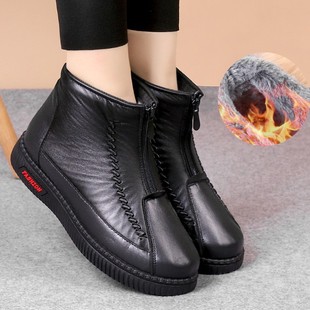 2023 New Cotton Shoes for Women in Autumn and Winter Fleece-Lined Flats Non-Slip Short Boots for the Elderly Warm Snow Boots for Middle-Aged and Elderly People