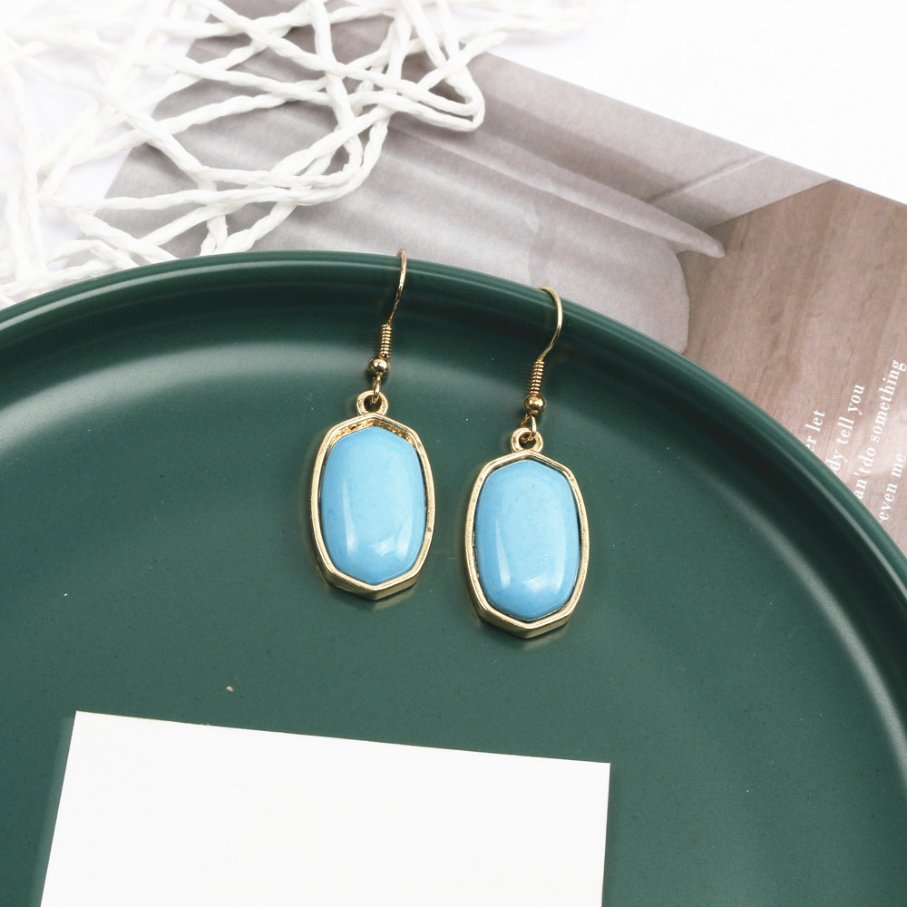 Rhombus Pattern Women'S Gender 1 Pair Simple Style Rhombus Alloy Inlay Artificial Gemstones Women's Drop Earrings