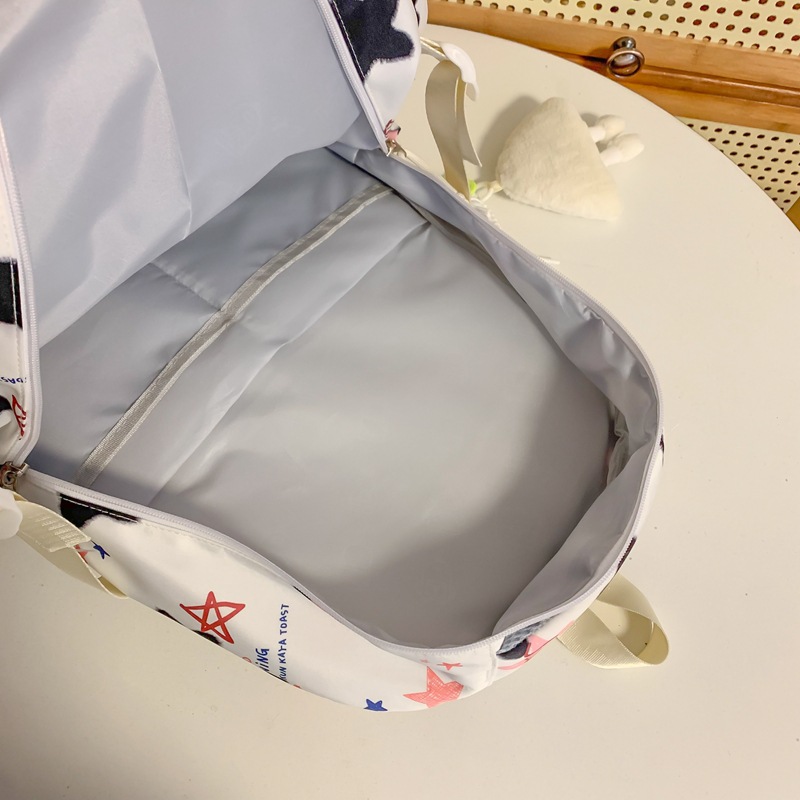 Mochila fresca de moda, mochila escolar para estudiantes de secundaria y preparatoria, personalidad de gran capacidad, impresión de corazón de niña, mochila de ocio al aire libre de viaje