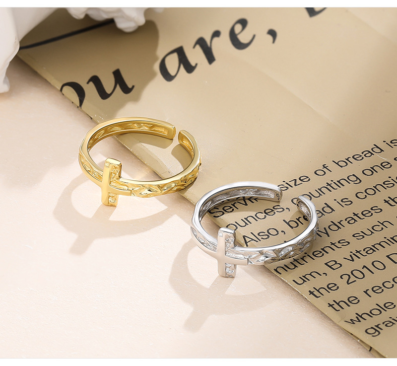 S925  Ring Irregular Wrinkle Texture Open Ring Wholesale display picture 1