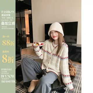 曾~咸8/16-8/18一件88折拍2件8折韩系撞色针织衫外套