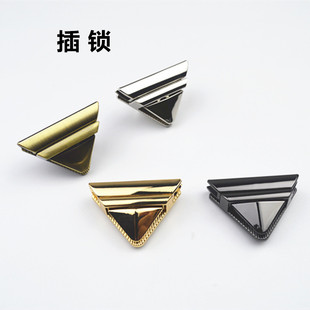 Luggage handbag leather hardware accessories mortise lock twist lock bag hardware accessories lock light gold triangle mortise lock