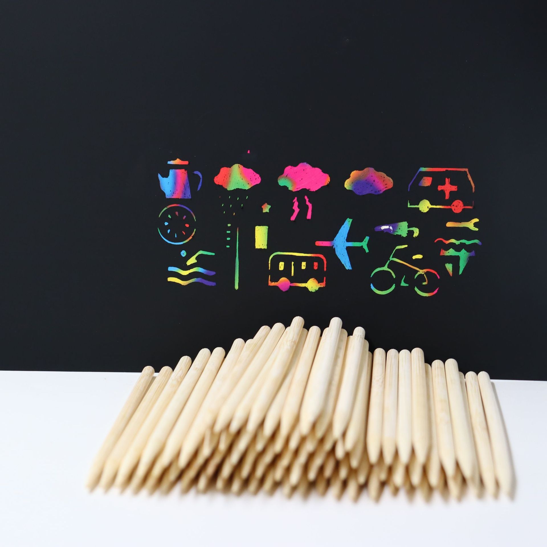 刮画笔刮画纸专用竹笔尖头刮蜡纸专用笔儿童画画竹签笔DIY刮画棒