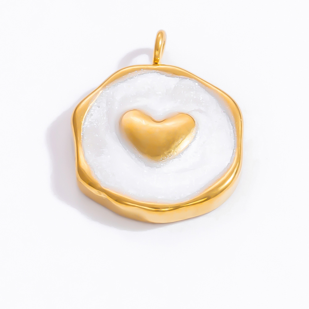 Cross, Heart Shape, Butterfly Pattern 1 Piece 8.9mm 304 Stainless Steel Zircon PVD Coated Real Gold Plated Cross Heart Shape Butterfly Pendant DIY Jewelry Accessories