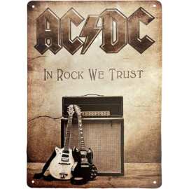 复古金属锡制标牌"IN ROCK WE TRUST",金属海报墙壁装饰