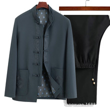 新款春秋季唐装男中老年人生日婚宴喜服爷爷外套爸爸装中国风套装