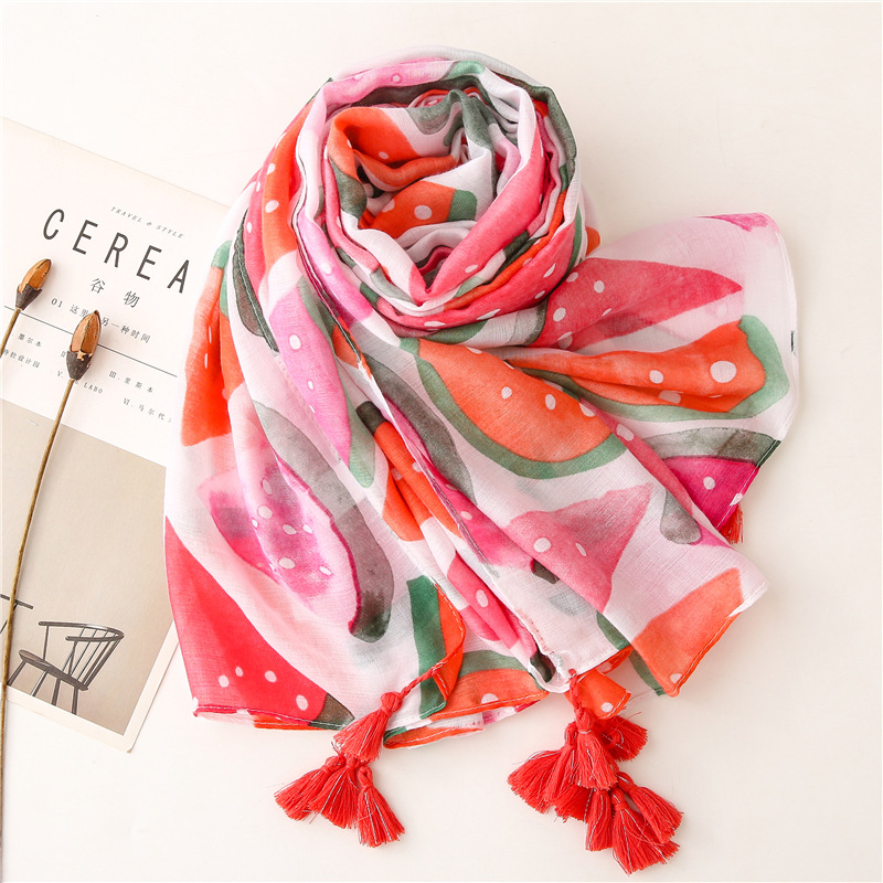 Fashion Clashing Color Watermelon Sunscreen Shawl Wholesale Nihaojewelry display picture 5