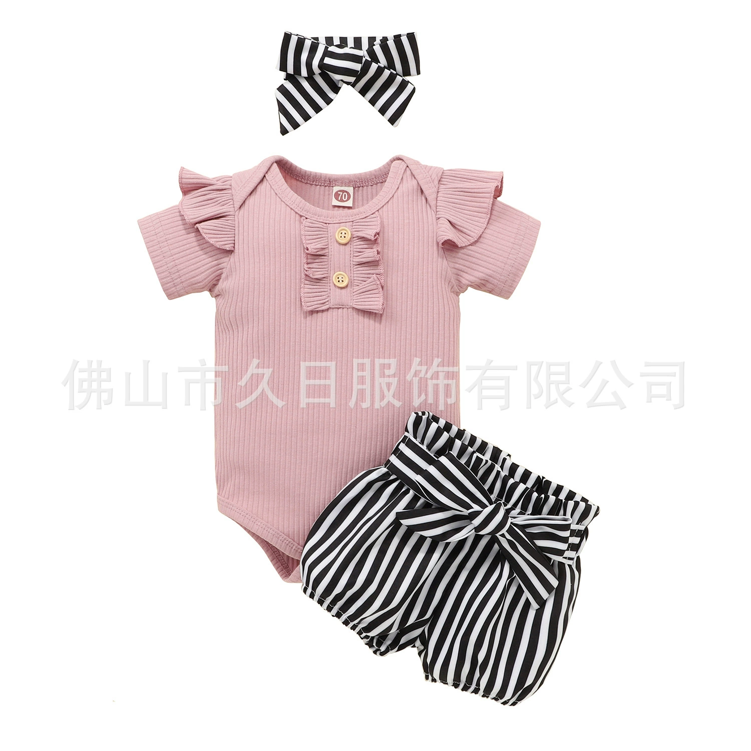 Brand summer fuchsia denim shorts, 2021 collection, with short sleeve