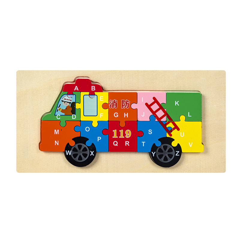 Rompecabezas para niños transfronterizos Animales cognitivos digitales dibujos animados rompecabezas tridimensional educación temprana para bebés iluminación juguetes de madera al por mayor