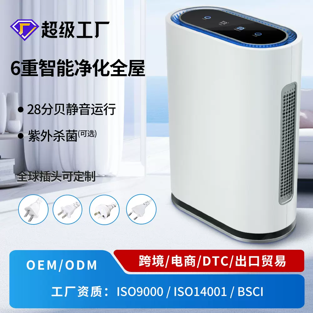 工厂贴牌定制家用多功能除菌消毒机 杀菌除甲醛负离子空气净化器