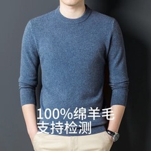 100%绵羊毛男士毛衣纯色保暖亲肤超柔长袖针织衫高端重磅毛衣男