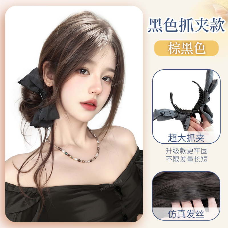 Pelotas cabeza pelucas anillo de cabello arco agarrar clip brotes de flores adornos de cabello de simulación natural perezoso disco afilado bolsa de cabello pelucas