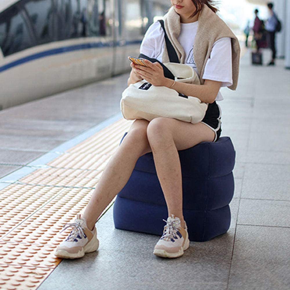 Cross-Border Pvc Flocking Inflatable Travel Footrest, Three-Layer Adjustable Footrest for Airplanes and High-Speed Trains, Portable Inflatable Footrest