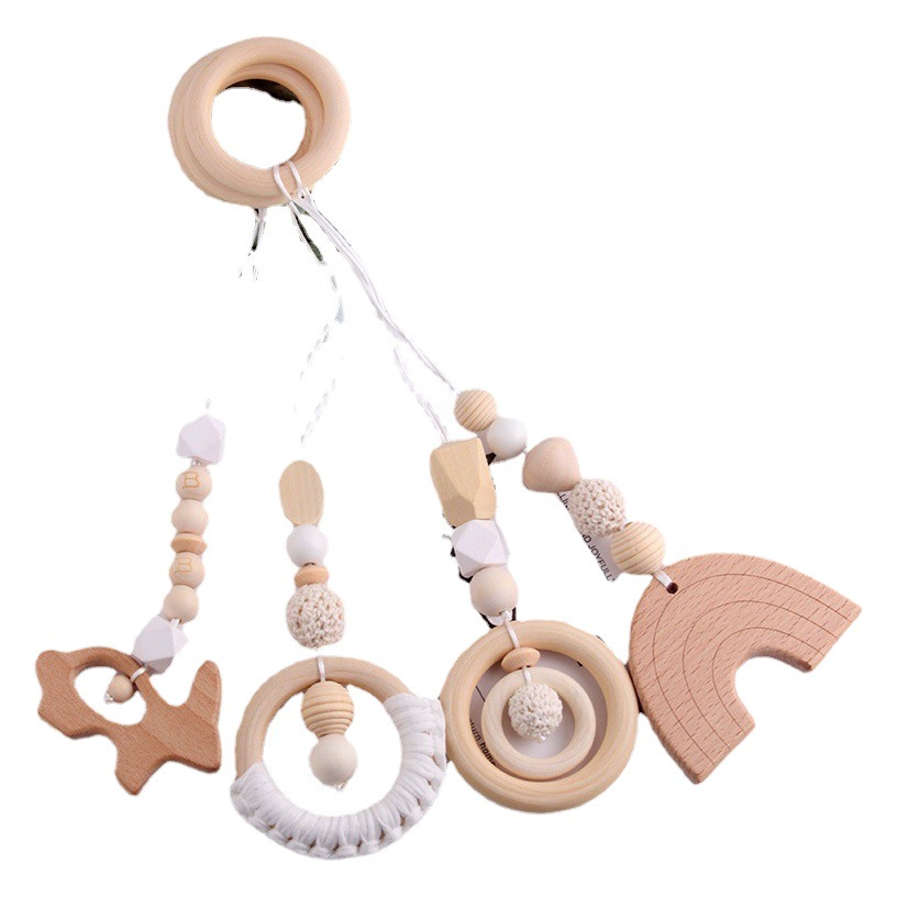 Foreign Trade Explosions ins Wind Baby Fitness Rack Beech Wooden Ring Tooth Glue Children's Toy Accessories Wooden Fitness Rings
