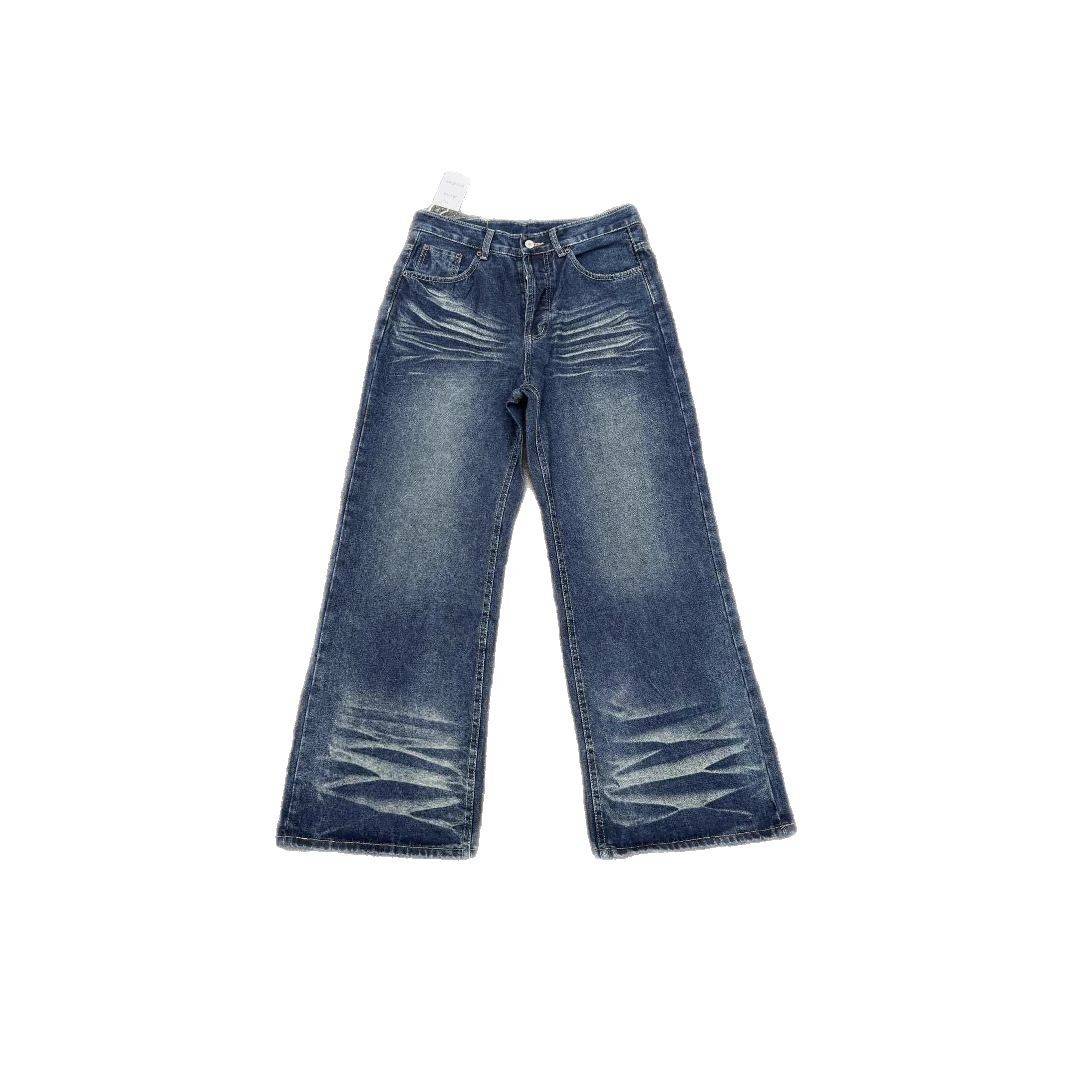 Style Oversized Washed Denim Pants – Baggy Streetwear Jeans With Ripple Effect & Distressed Detailing"_voghion.com