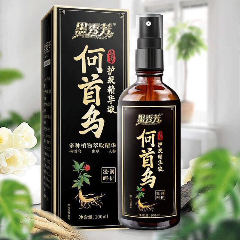 抖音爆款黑秀芳乌发护发液草本植物黑灵芝何首乌白发精华液黑发|undefined