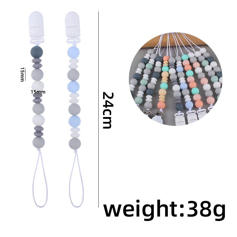 Suministros para bebés Cadena de chupete bebé creativo de silicona cuentas redondas clip de pezón anti-caída con dos juegos