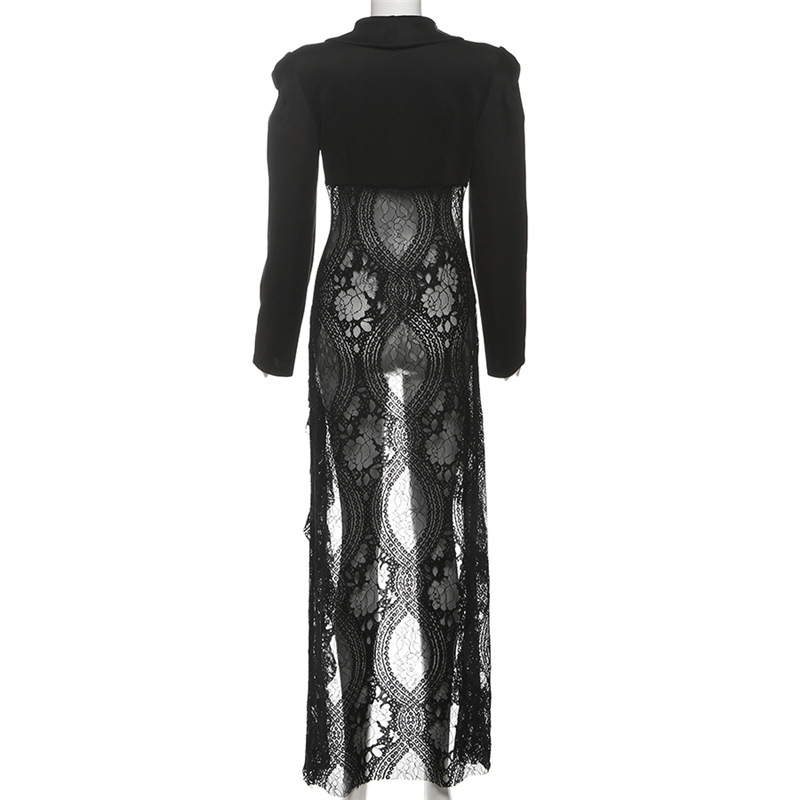2025 Autumn Winter New Women's Fashion Trendy Street Style Lace Patchwork Cardigan Blazer_ecoleips.com