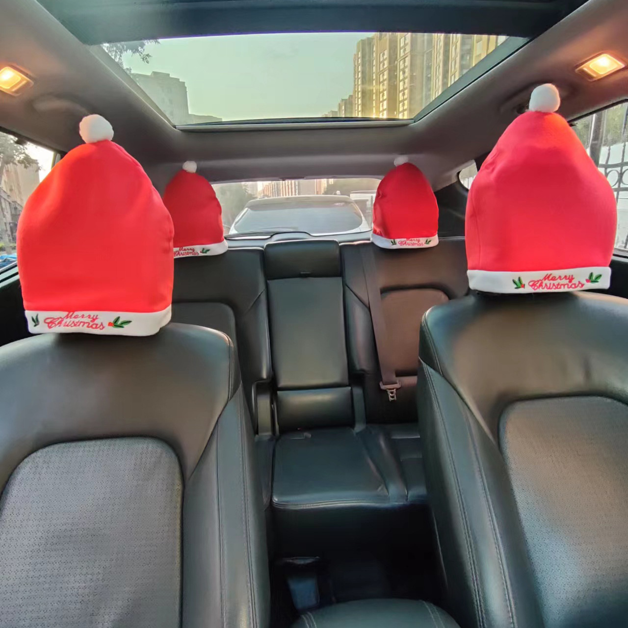 Transfronterizo sombrero de Navidad bordado cubierta de la silla del coche cuello funda de almohada decoraciones navideñas cubierta de la silla del respaldo del coche image 3