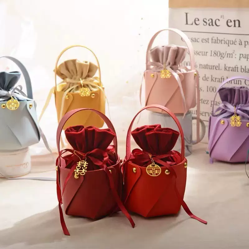 结婚丝绒喜糖袋创意高档皮质糖果喜糖包装盒布袋婚庆伴手礼盒礼袋