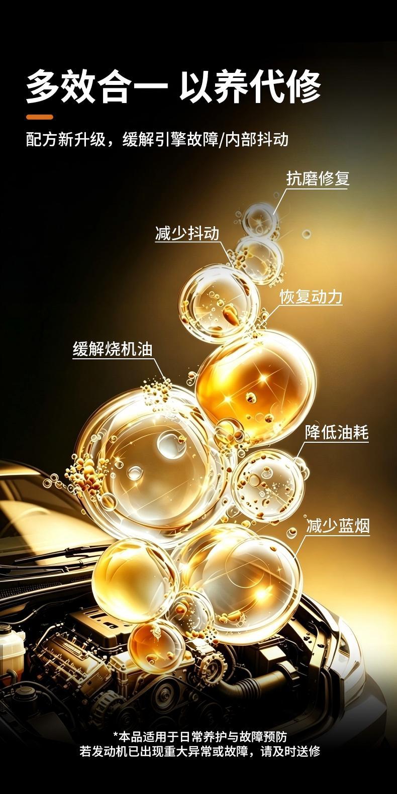 Car engine anti-wear protective agent, powerful repair for oil burning, non-disassembly treatment for blue smoke emission, engine oil additive