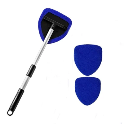 of Car Windshield Cleaning and: Car cleaning tools - 1-set-pentagonal-telescopic-pole-3-blue-cloth-covers