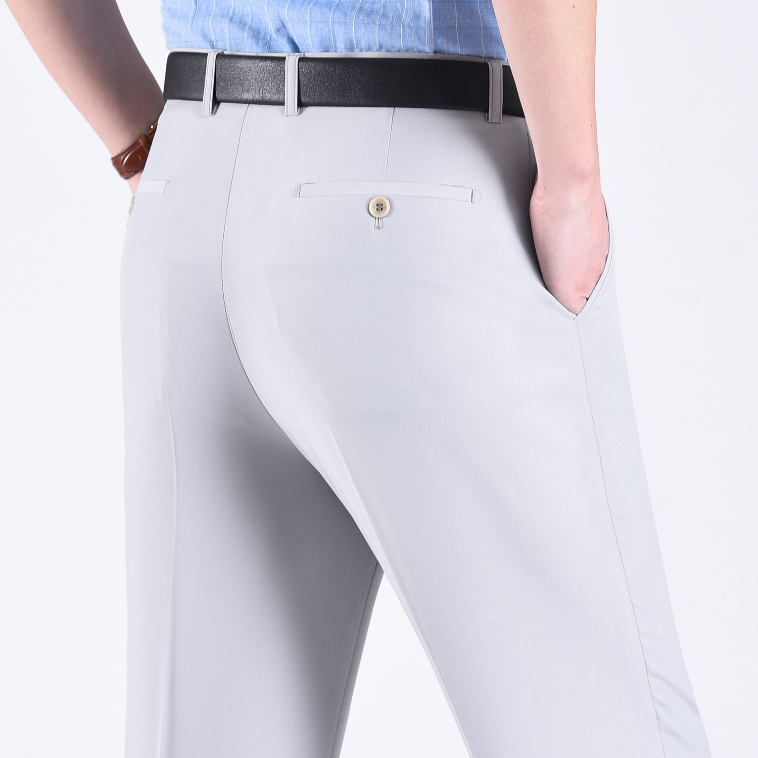 2021年新款彈力西褲男士休閑長褲子直筒商務西裝褲男夏季潮