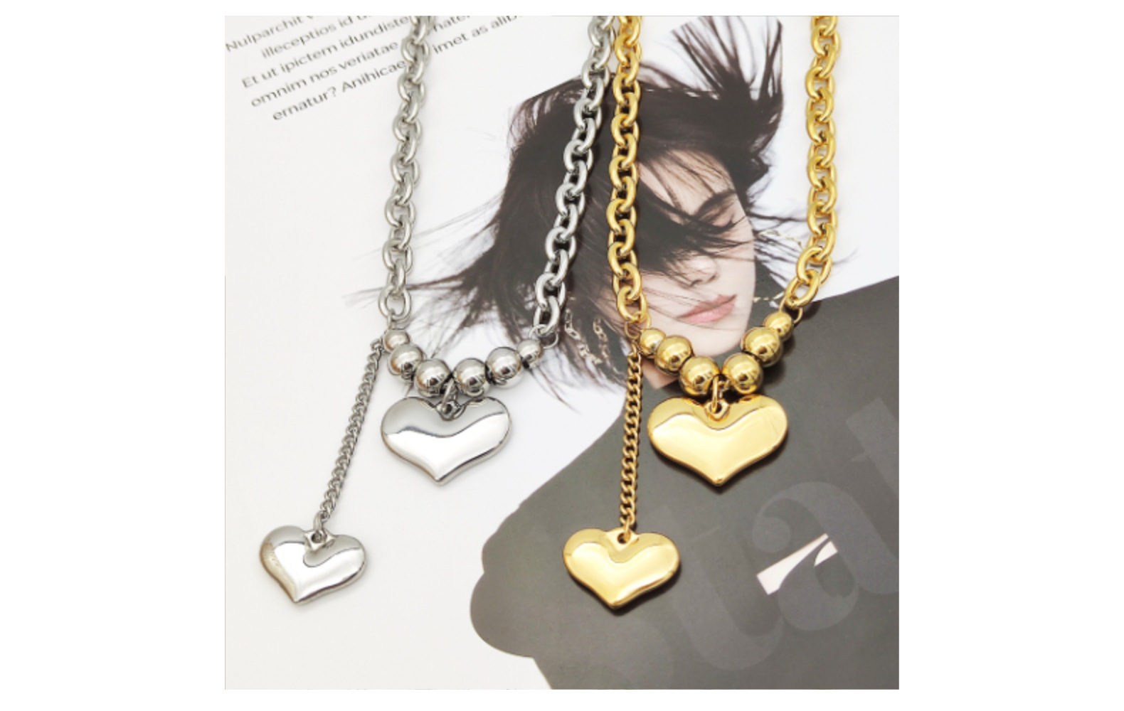 30g Weight Lady Heart Shape Titanium Steel Plating Pendant Necklace