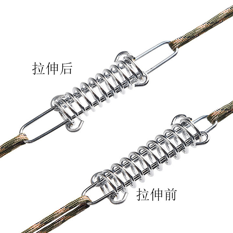 Outdoor Tent Spring Rope Buckle Multi-Purpose Camping High-Strength Stainless Steel Rope Buckle Awning Fixing Buckle Spring Hook Buckle