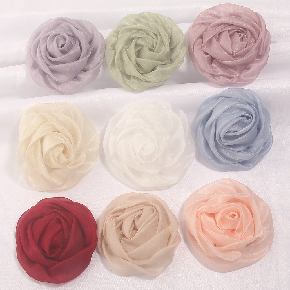 Beautiful and charming silk-like shiny mesh flowers DIY clothing accessories, headwear, corsages, shoe and hat decorations, and accessories