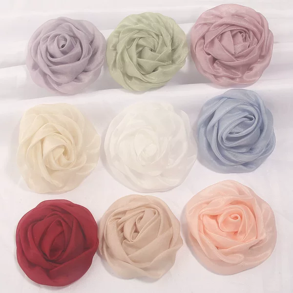 Beautiful and charming silk-like shiny mesh flowers DIY clothing accessories, headwear, corsages, shoe and hat decorations, and accessories