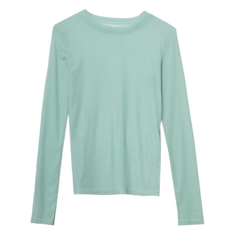 Camisa de protección solar de manga larga y delgada para mujer, estilo veraniego 2025, estilo Hyuna, camisa base de malla para mujer, camiseta interior de seda helada image 1
