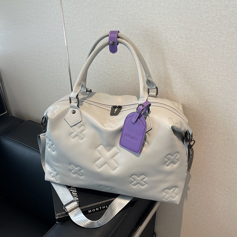 New Carry-On Travel Tote Bag Soft Leather Gym Bag For Women Fashionable Large Capacity Dry-Wet Separation Travel Bag - Thumbnail 3