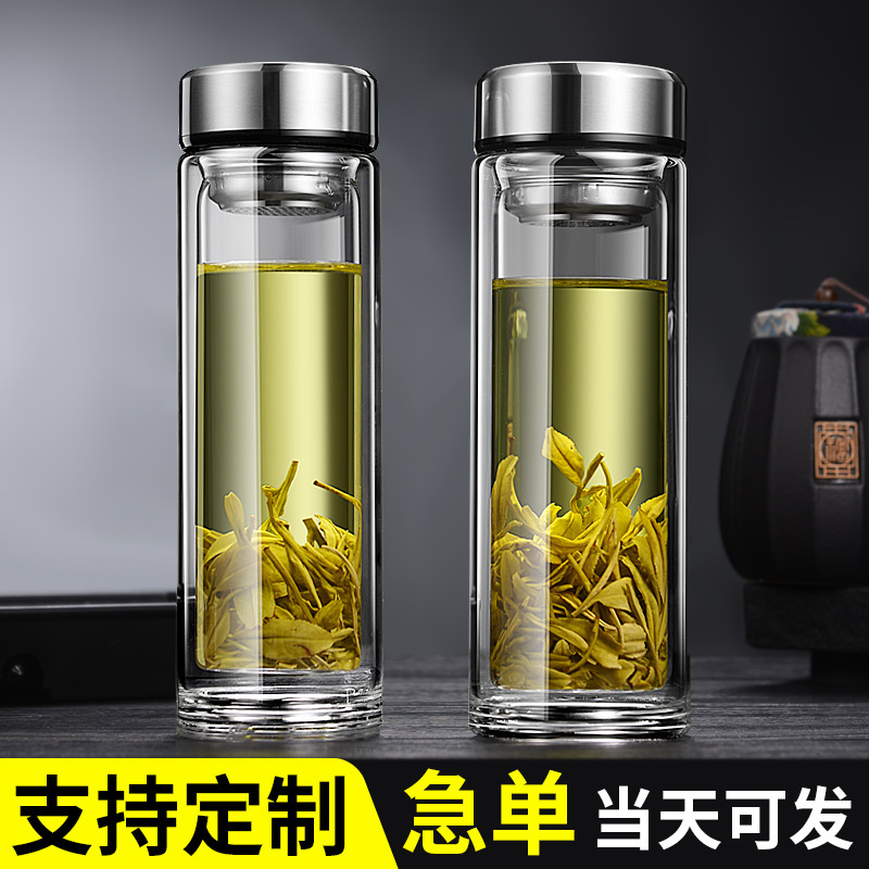 高ホウケイ酸ガラスカップ卸売二重断熱カップ耐熱オフィスティーカップ透明水カップカスタムロゴ|undefined