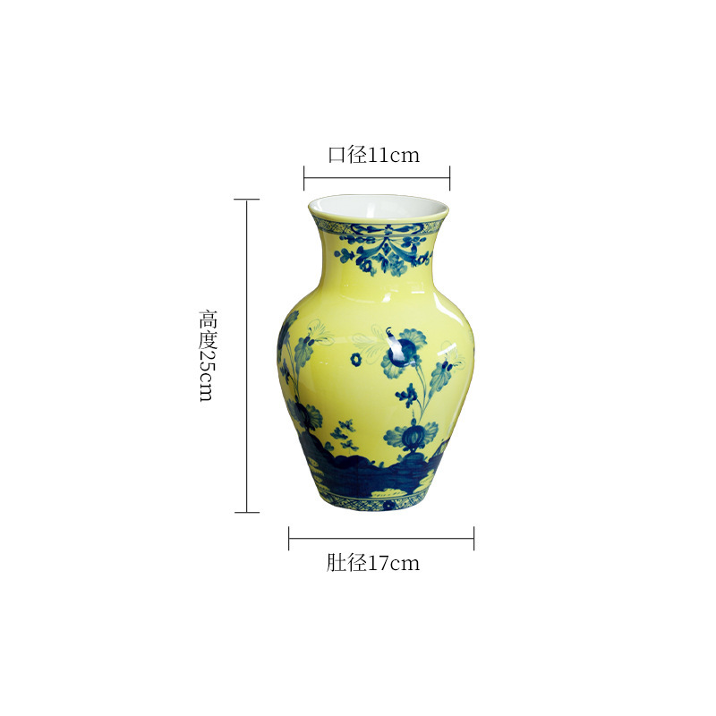 青と白の磁器の花瓶、高級景徳鎮家庭装飾、玄関装飾品、水耕栽培の花瓶、セラミック装飾品卸売|undefined