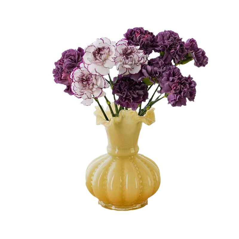 Ornamentación floral de la sala de estar vidrio esmaltado alto rosa cristal francés Fenton decoración creativa europea hecha a mano