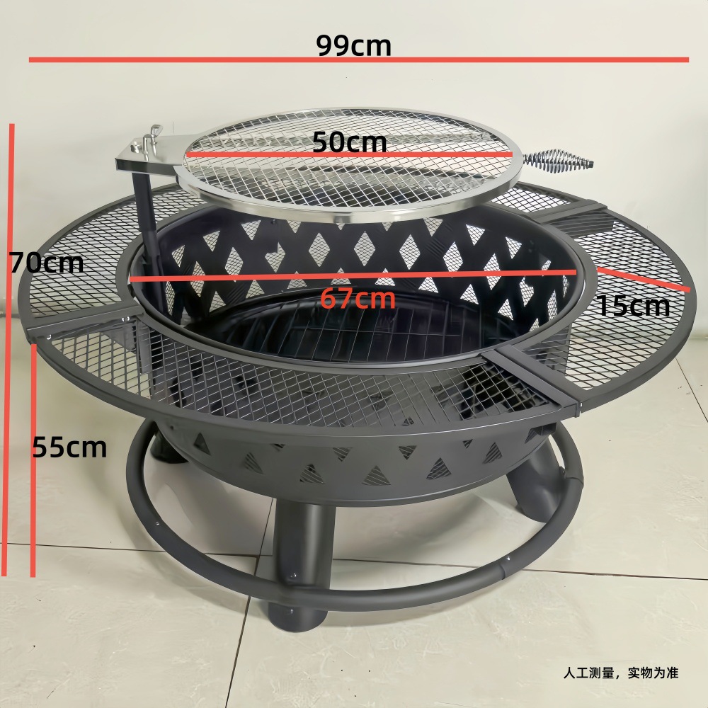 El patio puede girar la parrilla de barbacoa de elevación de doble capa, la estufa de carbón redonda, el horno de té, la fiesta de la hoguera