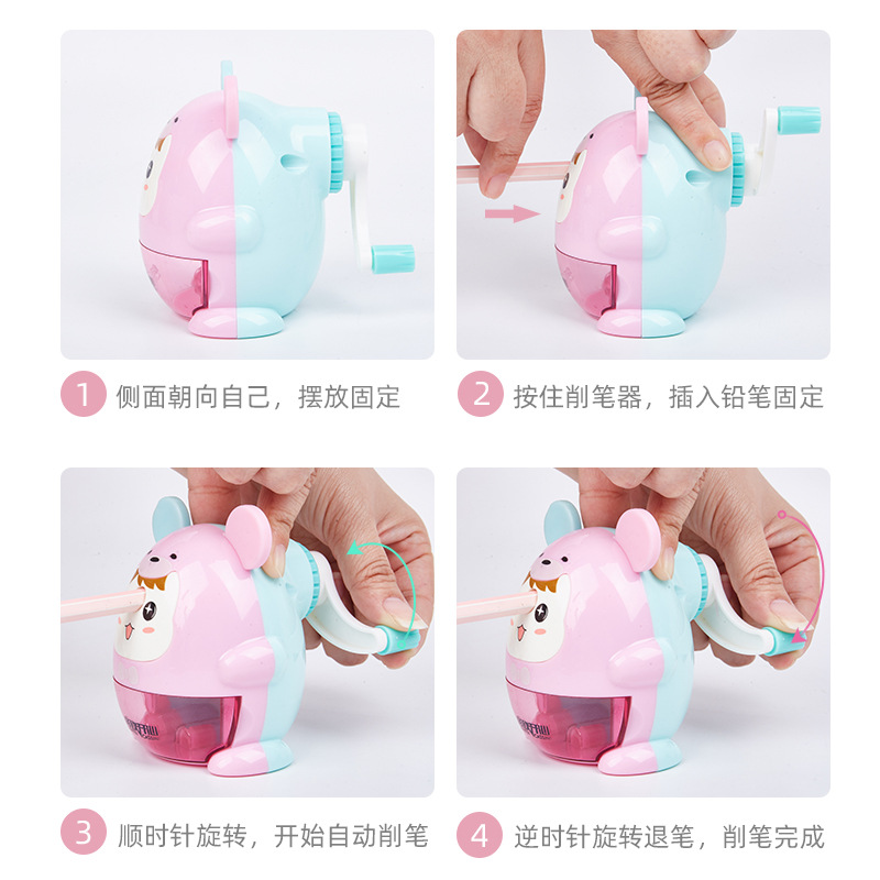 Feliz 7721 lindo ratón sacapuntas animal de dibujos animados sacapuntas estudiantes utilizan velocidad corte automático sacapuntas
