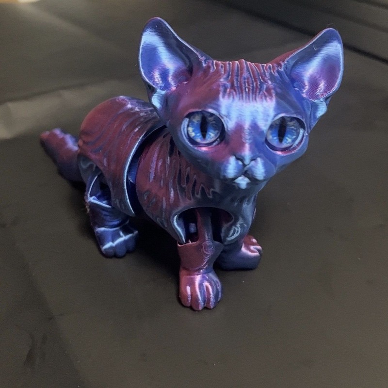 3Dプリント可动プラスチック毛なし猫フィギュア动物置物女の子男の子子供玩具プレゼント超萌え|undefined