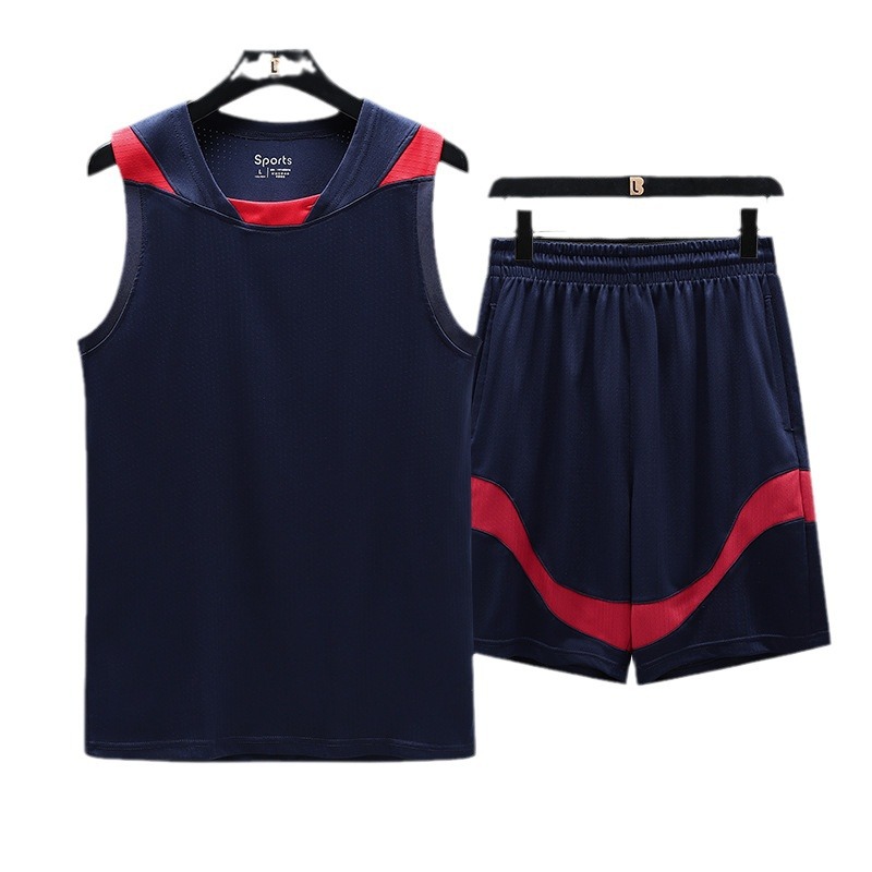 Verano delgado secado rápido pantalones cortos de manga corta deportivos casuales chaleco de fitness traje de baloncesto set camiseta sin mangas de hielo hombre