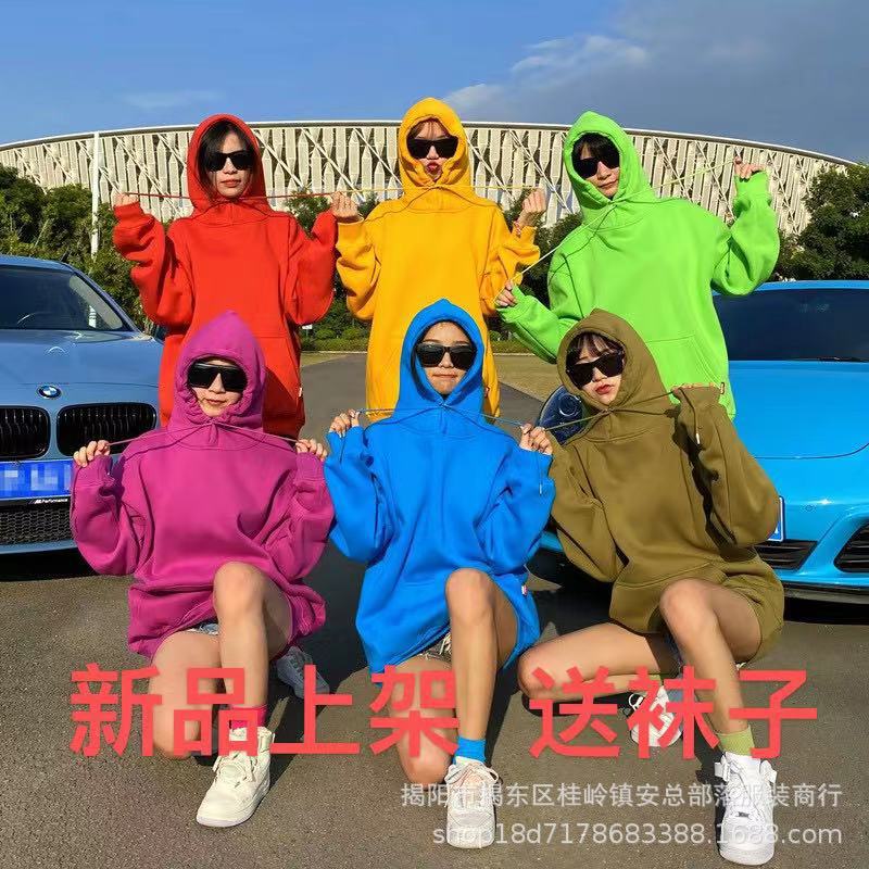 Candy Color Sweat Women's Hooded 2023 Fall/Winter New All-match Loose Girlfriend Class Clothes Group Building Party fleece-lined Sweat Candy Color Sweat Women's Hooded 2023 Fall/Winter New All-match Loose Girlfriend Class Clothes Group Building Party fleece-lined Sweat