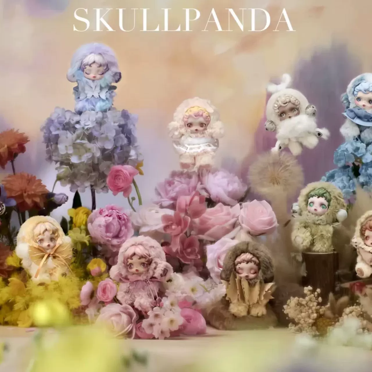 POPMART泡泡玛特SKULLPANDA光织园系列SP搪胶脸毛绒挂件公仔盲盒