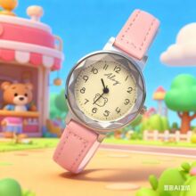 跨境KOUTAKE可爱小熊棱形镜面学生手表女孩高级甜美清新学生腕表