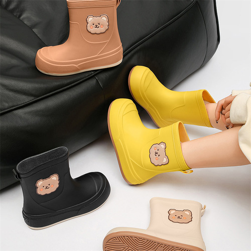 Cross-border fashion rain boots for women, small bear versatile rain boots, sweet style, outerwear water shoes, slip-resistant kitchen rubber shoes for women
