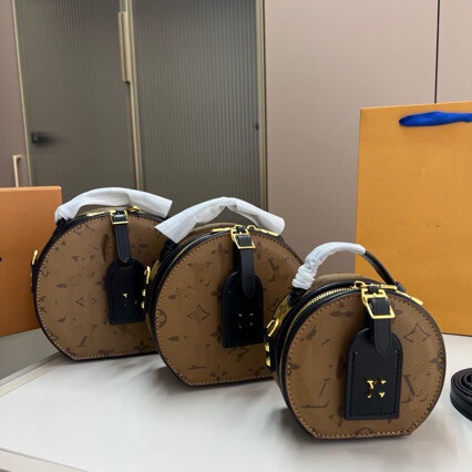 (Cross-Border Original Leather) Lv Bag, Round Cake Bag, Lv Women's Bag with Various Versions and Styles, Handbag and Shoulder Bag 4
