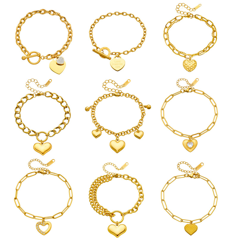 Vacuum plating love titanium steel bracelet collection does not fade light luxury high-end stainless steel jewelry women's cross-border Europe and the United States Vacuum plating love titanium steel bracelet collection does not fade light luxury high-end stainless steel jewelry women's cross-border Europe and the United States