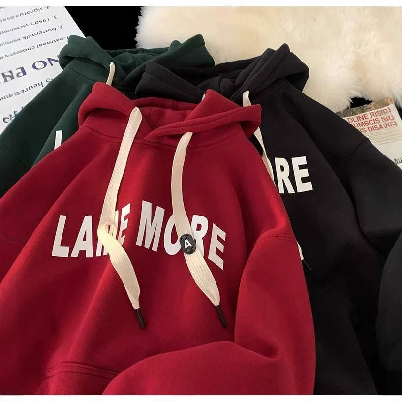 Осенний и зимний бархатный свитер мужской осенний и зимний американский прилив бренд повседневный с капюшоном молодежный буквенно-принт куртка