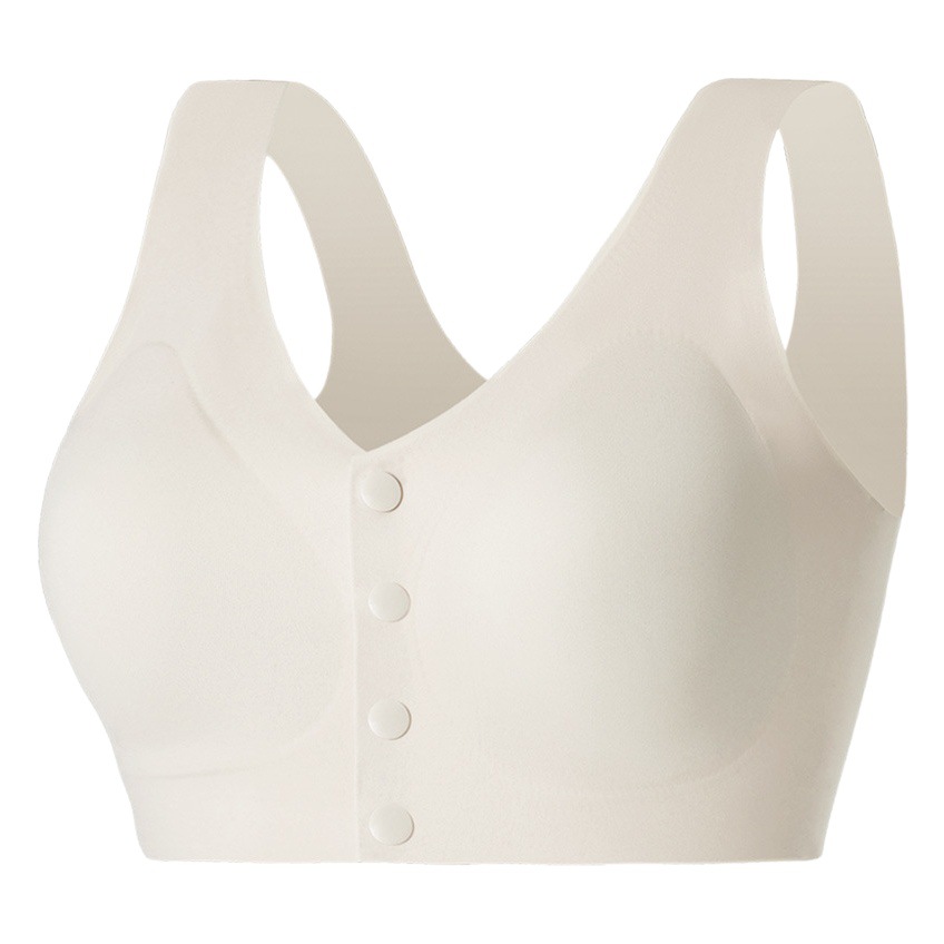 Ropa interior de madre sujetador inalámbrico delgado de verano sujetador de botón frontal de mujer sin costuras más tamaño ropa interior de mediana edad y ancianos