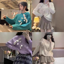 2025冬季新款针织衫长袖女装甜美慵懒风女式针织毛衣地摊批发货源